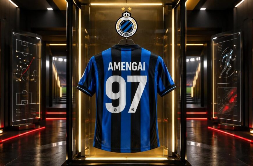 Blauw-zwart shirt van Naïm Amengai met rugnummer 97 in het futuristische VoetbalFocus TalentLab.