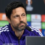 Vitor Bruno tijdens een persmoment na de Europese wedstrijd van Anderlecht.