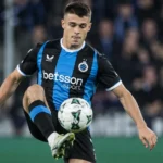 Nicolo Tresoldi van Club Brugge tijdens een wedstrijdactie.
