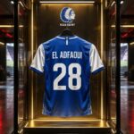 Shirt van Mohammed El Âdfaoui met nummer 28 in een futuristisch VoetbalFocus-scoutinglab.