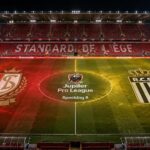 Standard de Liège en Sporting Charleroi centraal in een donkere wedstrijdscan van de Waalse derby