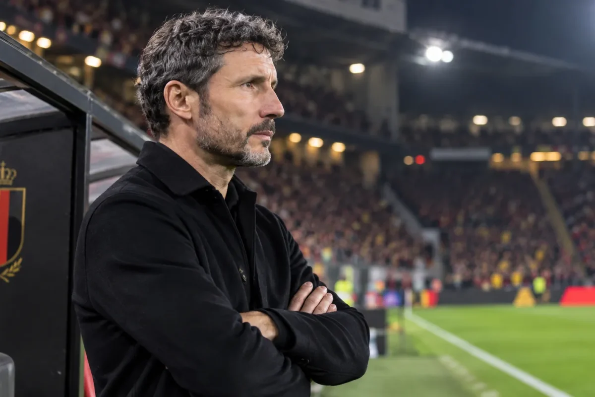 Mark van Bommel in de technische zone van België voor een Nations League-wedstrijd.