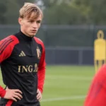 Matte Smets tijdens een training van de Belgische beloften.