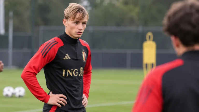 Matte Smets tijdens een training van de Belgische beloften.