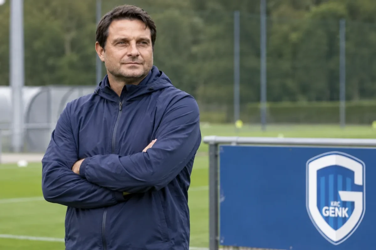 Imre Szabics staat als assistent-coach op het trainingscomplex van KRC Genk.