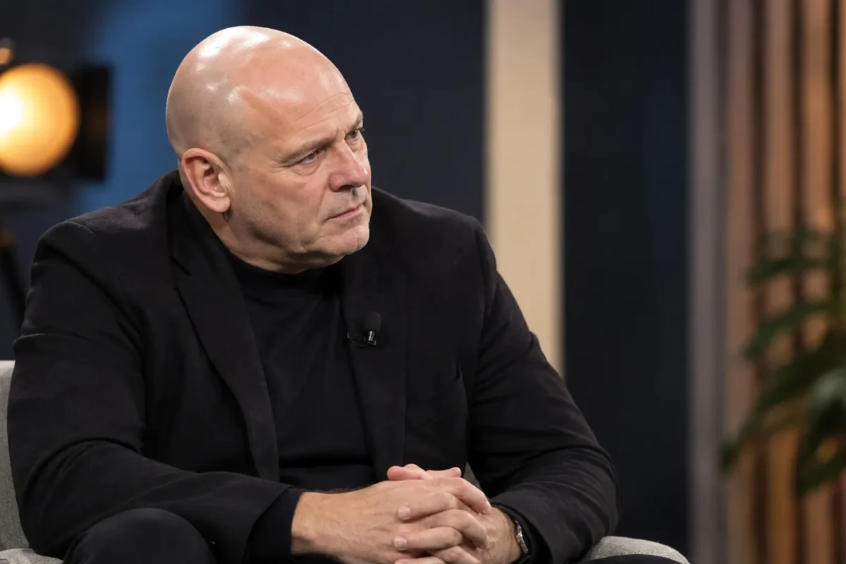 Dennis van Wijk in een neutrale interviewsetting voor televisie.