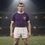 Jacky Stockman in het paars-wit van Anderlecht onder een krachtige stadionspot