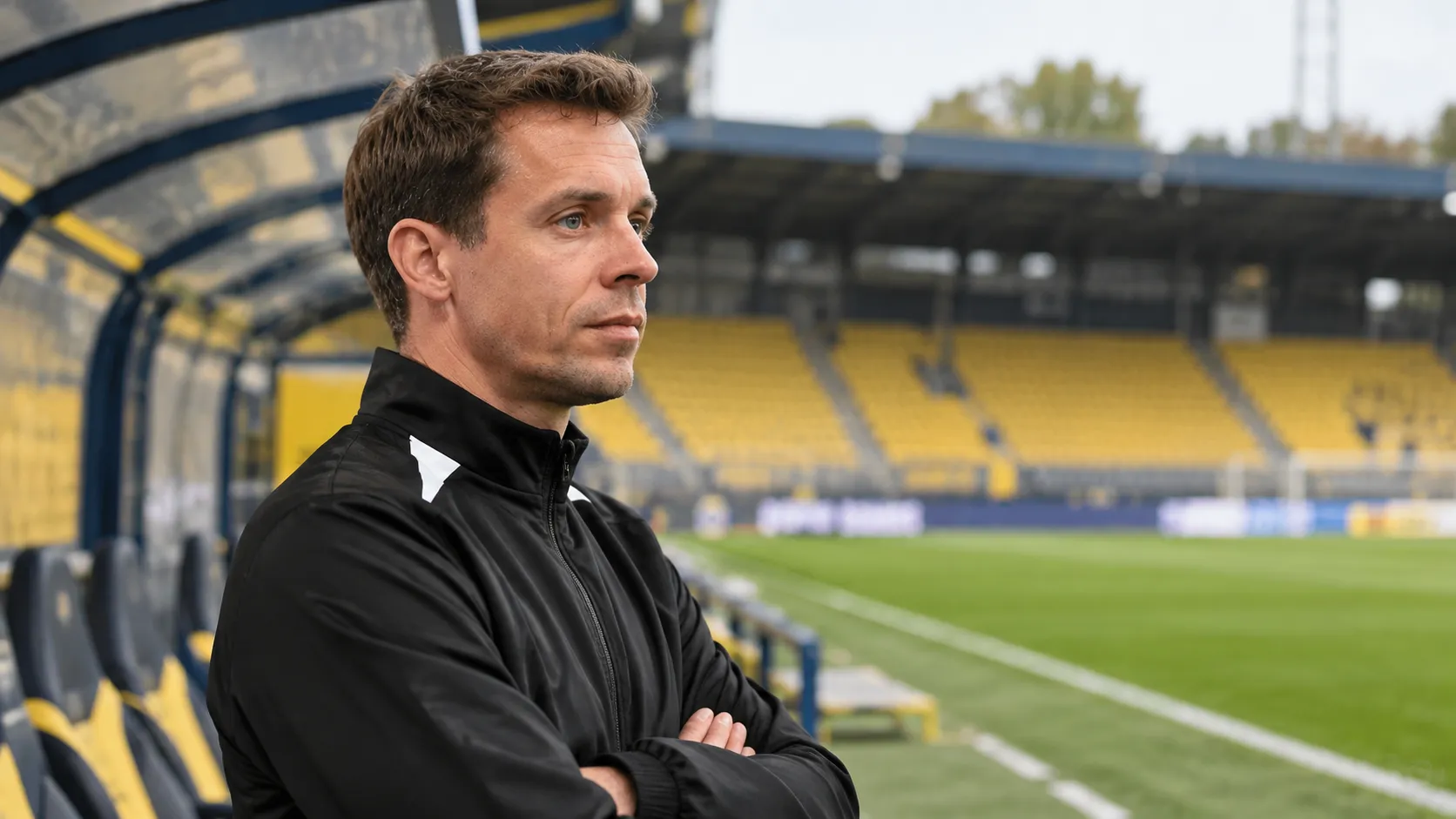 David Hubert in de technische zone van Union voor een competitiematch.