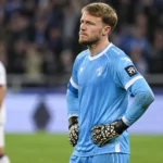 Brent Gabriël van Zulte Waregem na afloop op het veld.