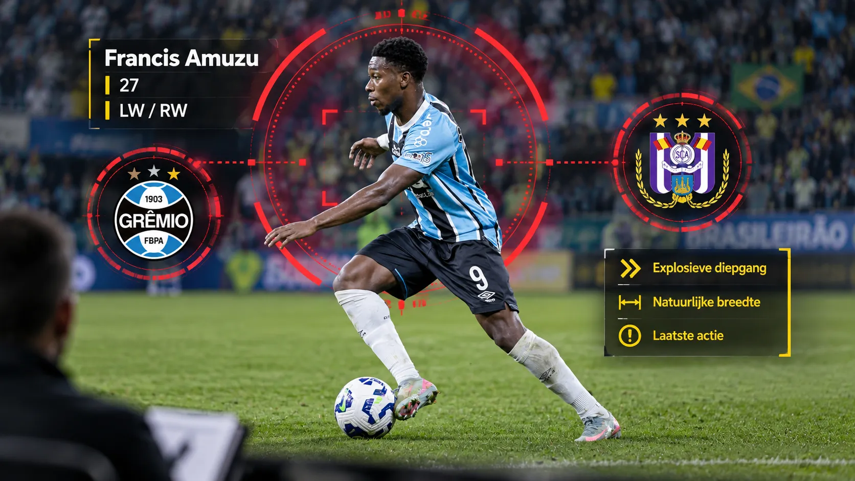 Francis Amuzu in een scoutingvizier met zijn mogelijke terugkeer naar Anderlecht als centrale vraag.